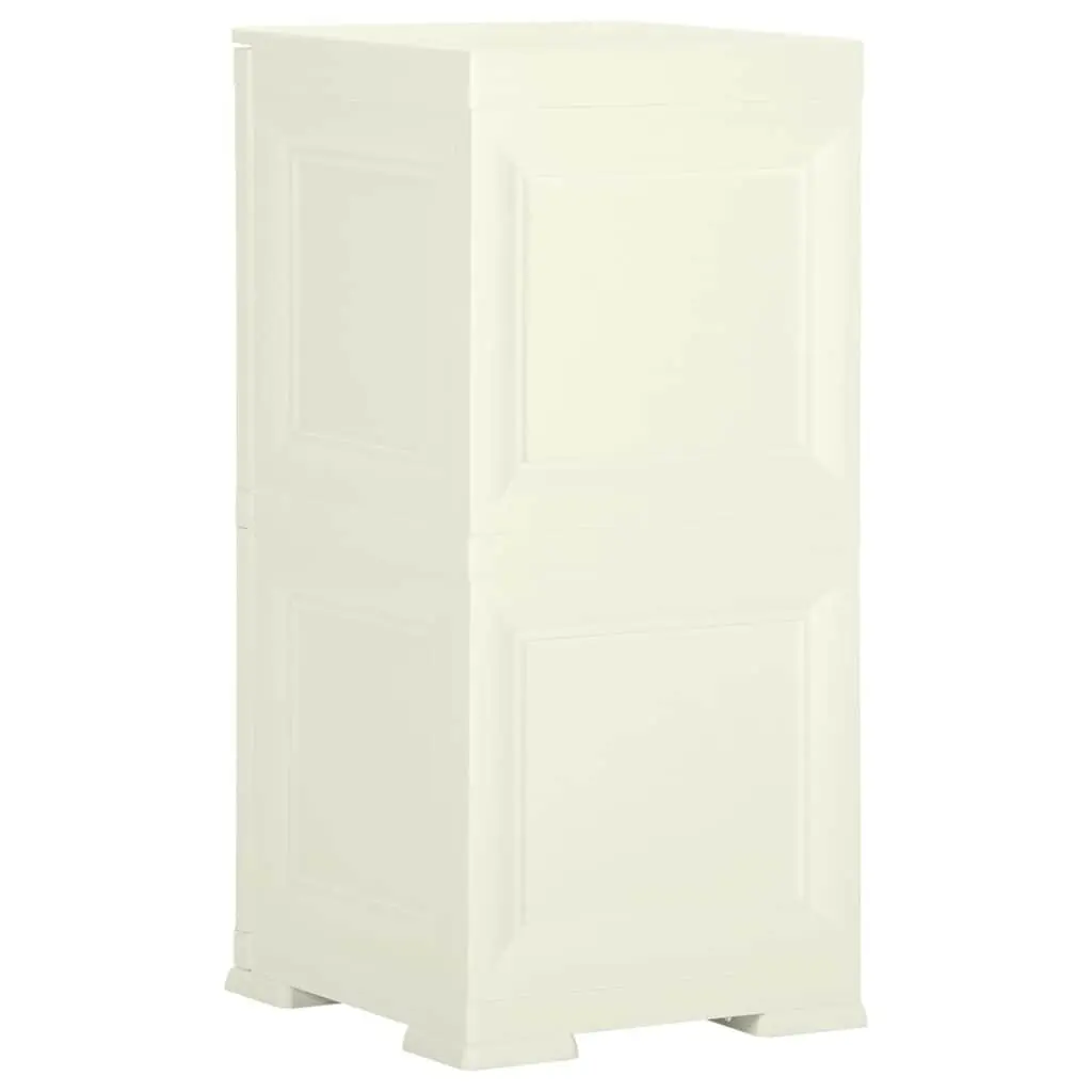 Plastic Storage Cabinet 40x43x85.5cm Cream Wood Design Home Office Organiser
