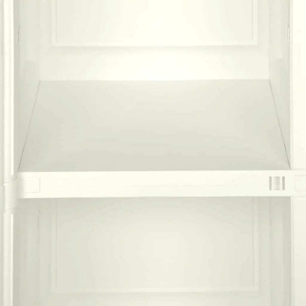 Plastic Storage Cabinet 40x43x85.5cm Cream Wood Design Home Office Organiser