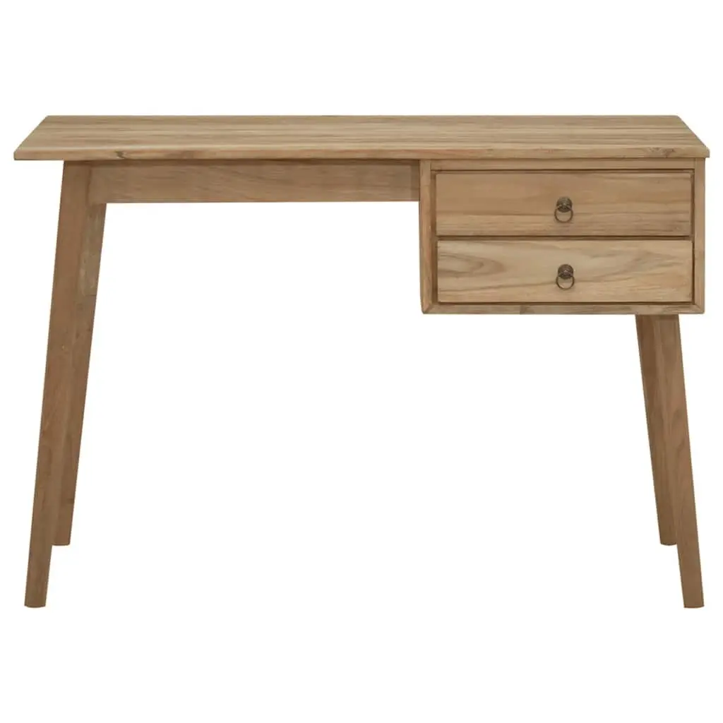 Solid Wood Desk with 2 Drawers Brown Office Writing Table Home Furniture