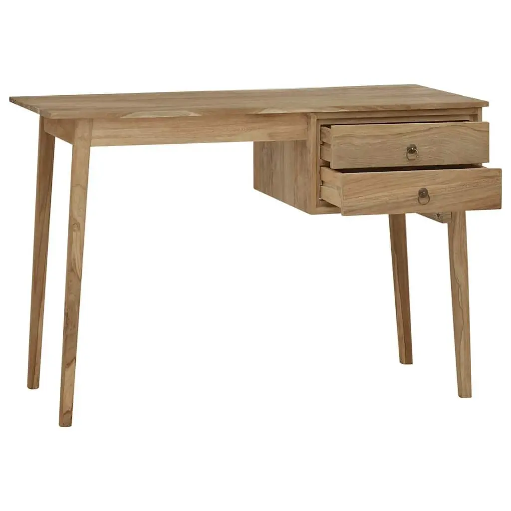 Solid Wood Desk with 2 Drawers Brown Office Writing Table Home Furniture
