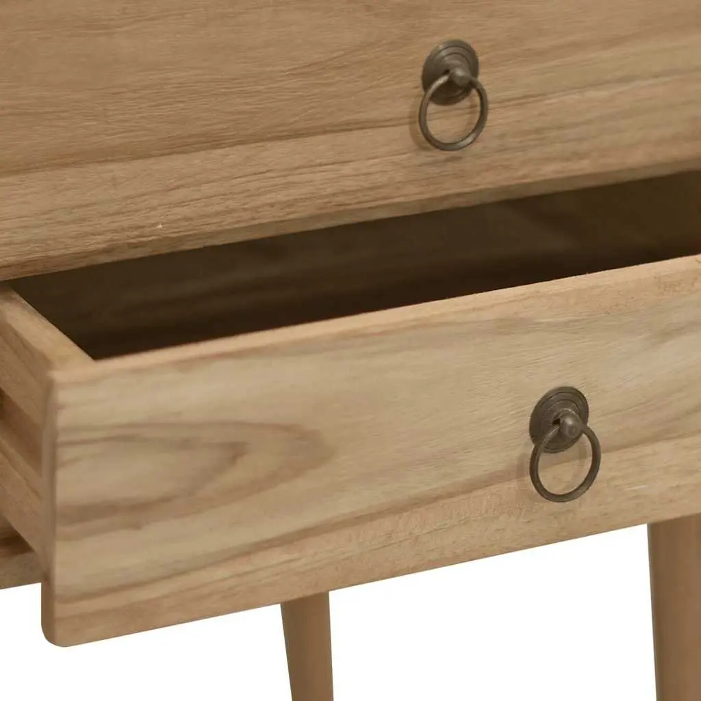 Solid Wood Desk with 2 Drawers Brown Office Writing Table Home Furniture