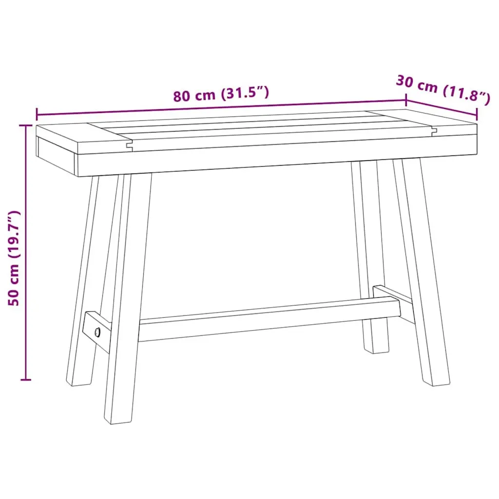 Solid Wood Teak Bench 80cm Brown