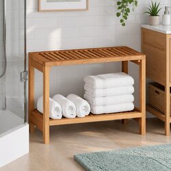 Bathroom Side Table 60x30x45 cm Solid Wood Storage Shelf Bath Accessories