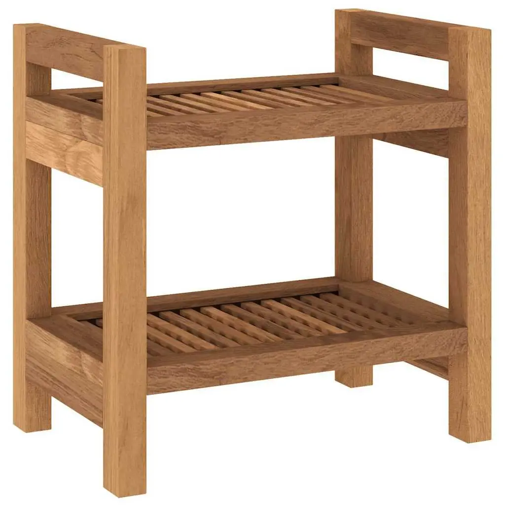 Teak Wood Bathroom Table 45x30x45 cm Brown Storage Shelf Organizer for Shower Essentials
