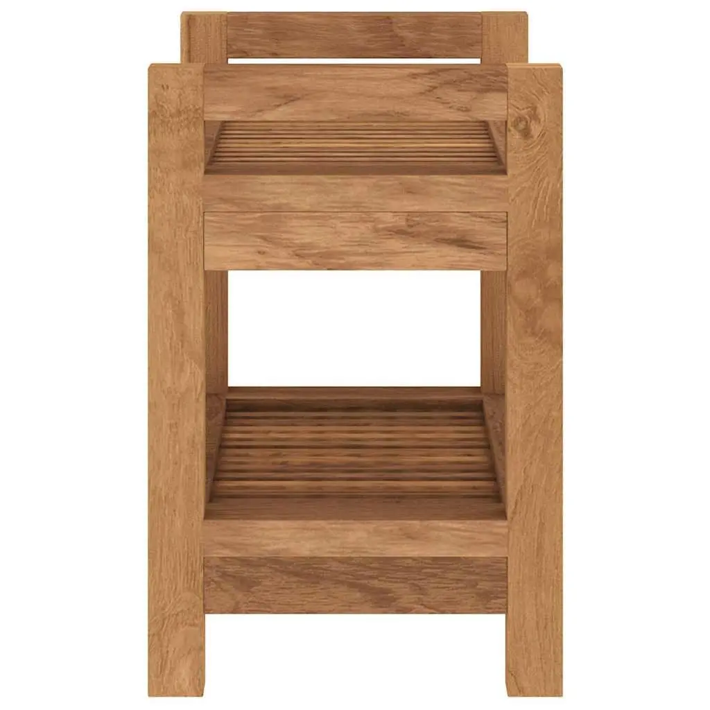 Teak Wood Bathroom Table 45x30x45 cm Brown Storage Shelf Organizer for Shower Essentials