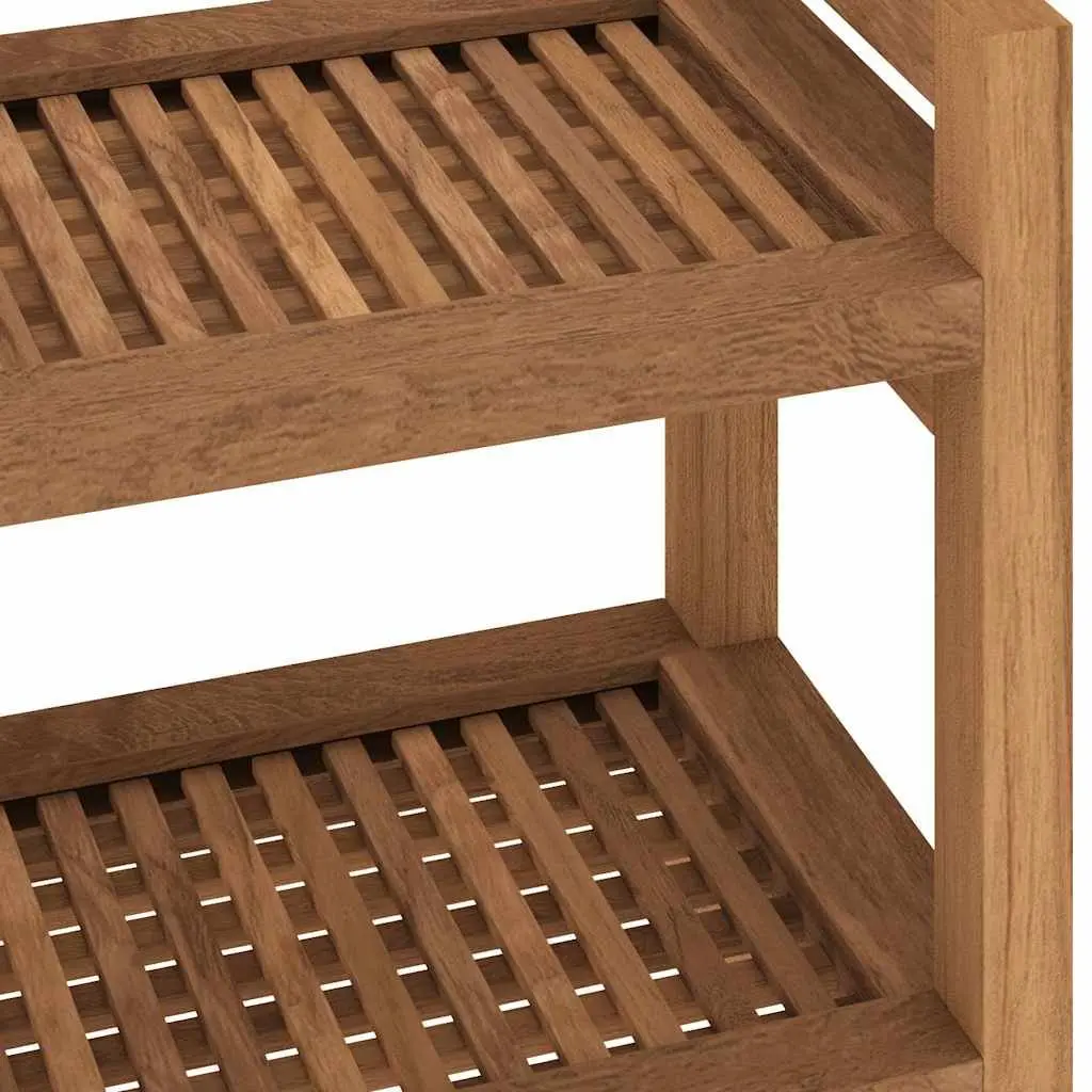 Teak Wood Bathroom Table 45x30x45 cm Brown Storage Shelf Organizer for Shower Essentials