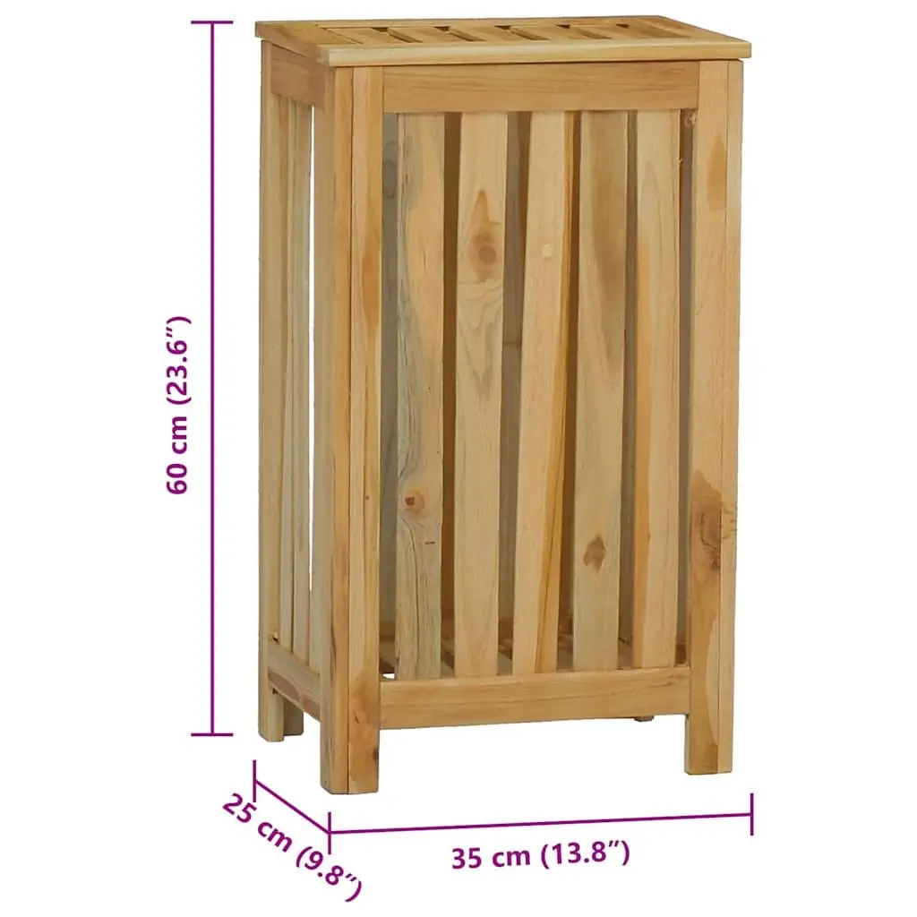 Laundry Basket Solid Wood Wash Bin Brown Storage Hamper Bathroom Bedroom