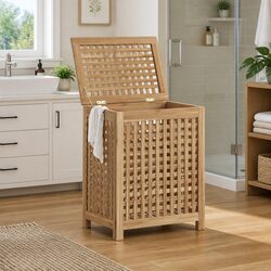 Practical Teak Laundry Basket for Everyday Use