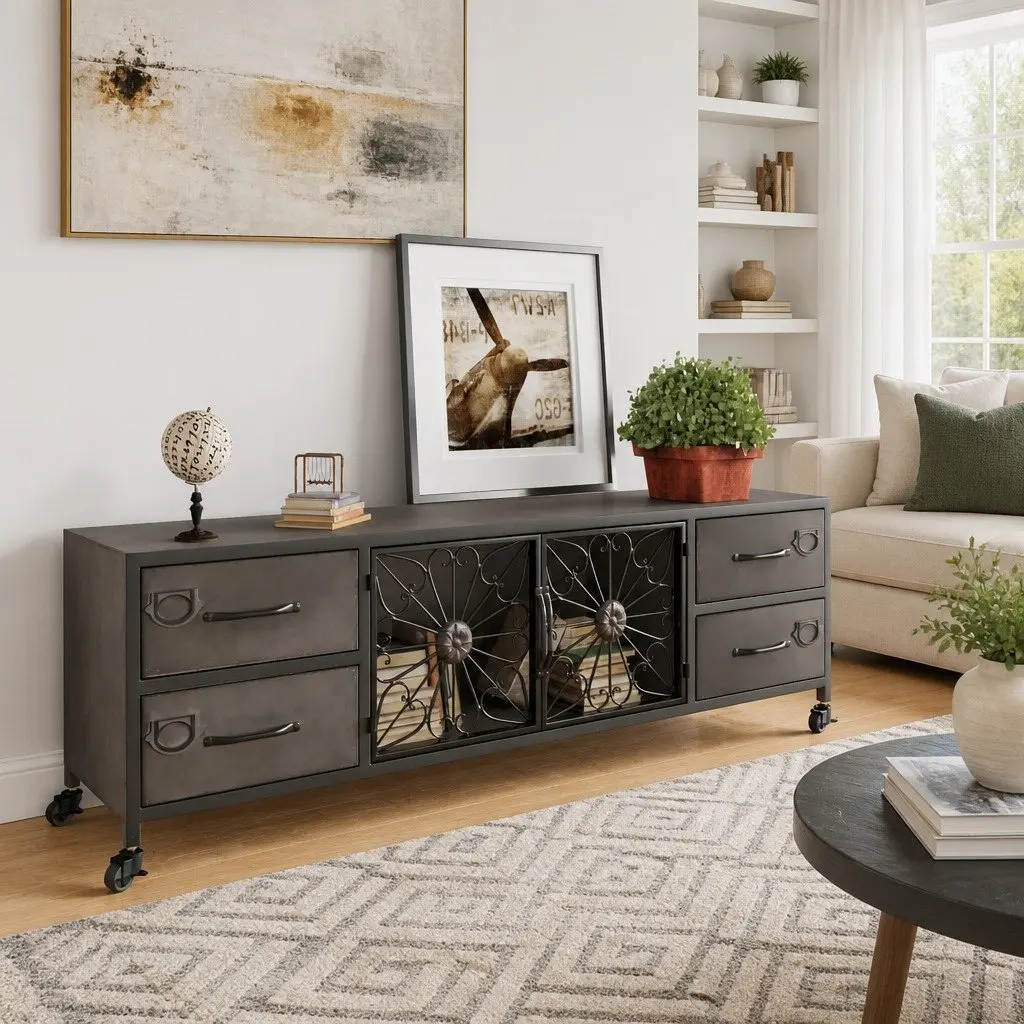 Silver TV Cabinet for Home Use