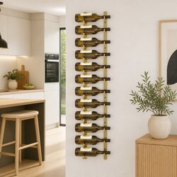 Wall Mounted Gold Wine Rack for 12 Bottles