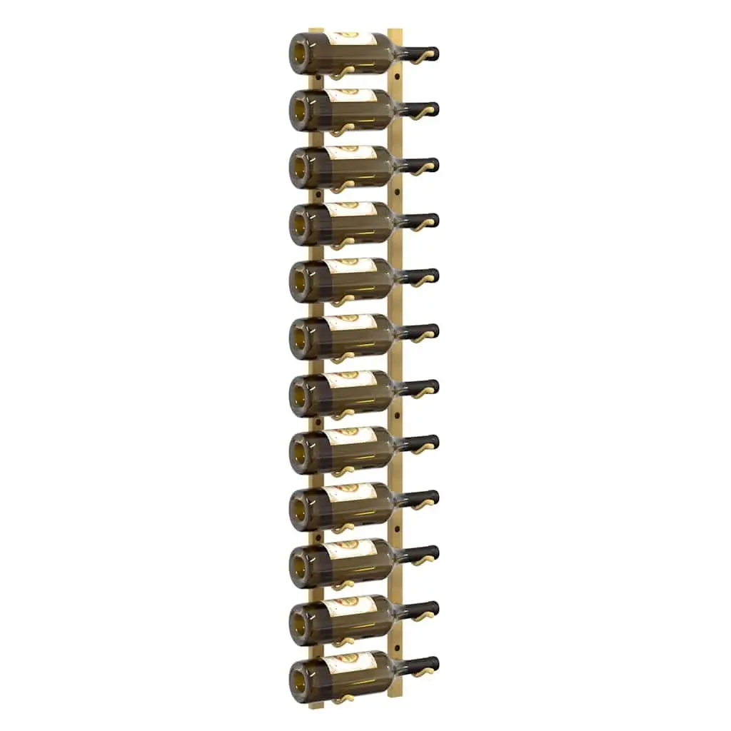 Wall Mounted Wine Rack Iron Gold 12 Bottle Storage Holder