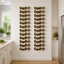 Wall Mounted Wine Rack Set for 12 Bottles - Gold Finish