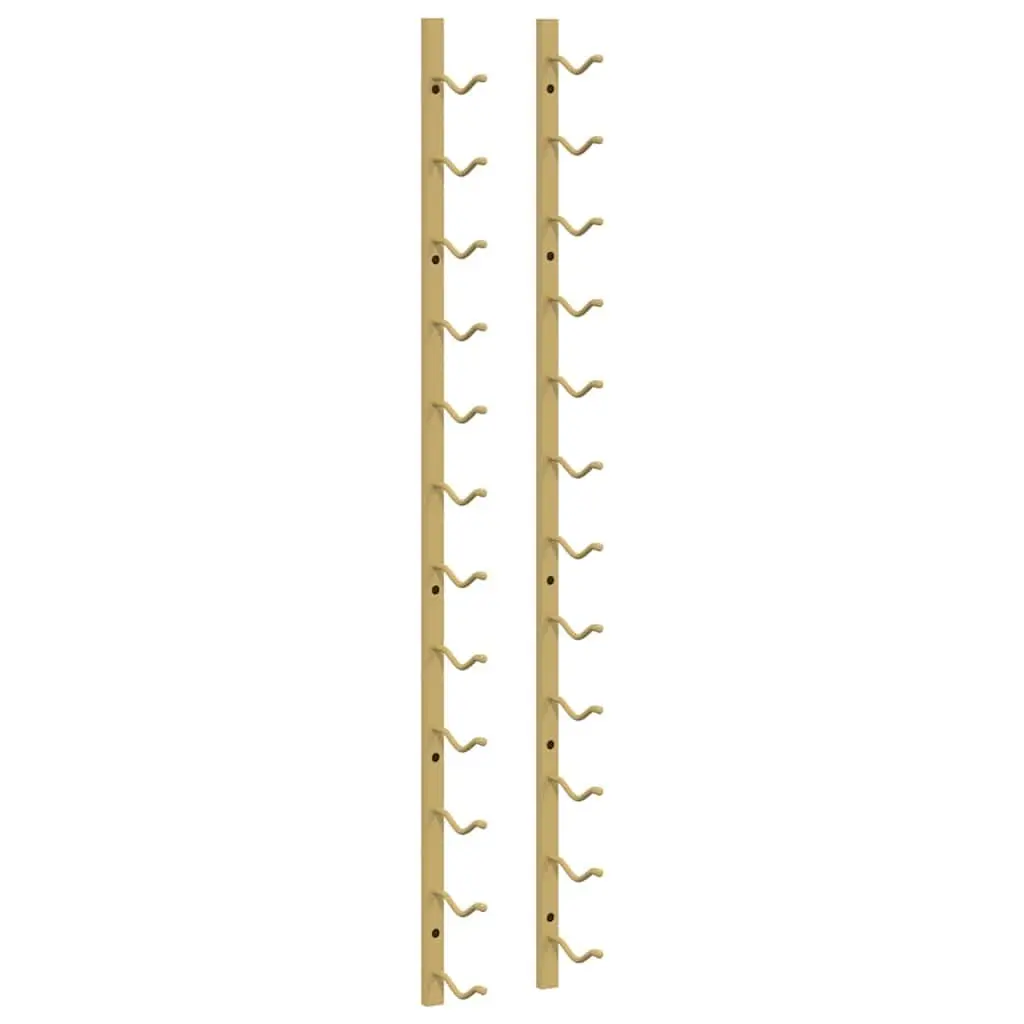 Wall Mounted Wine Rack Iron Set of 2 12 Bottle Storage Gold Modern