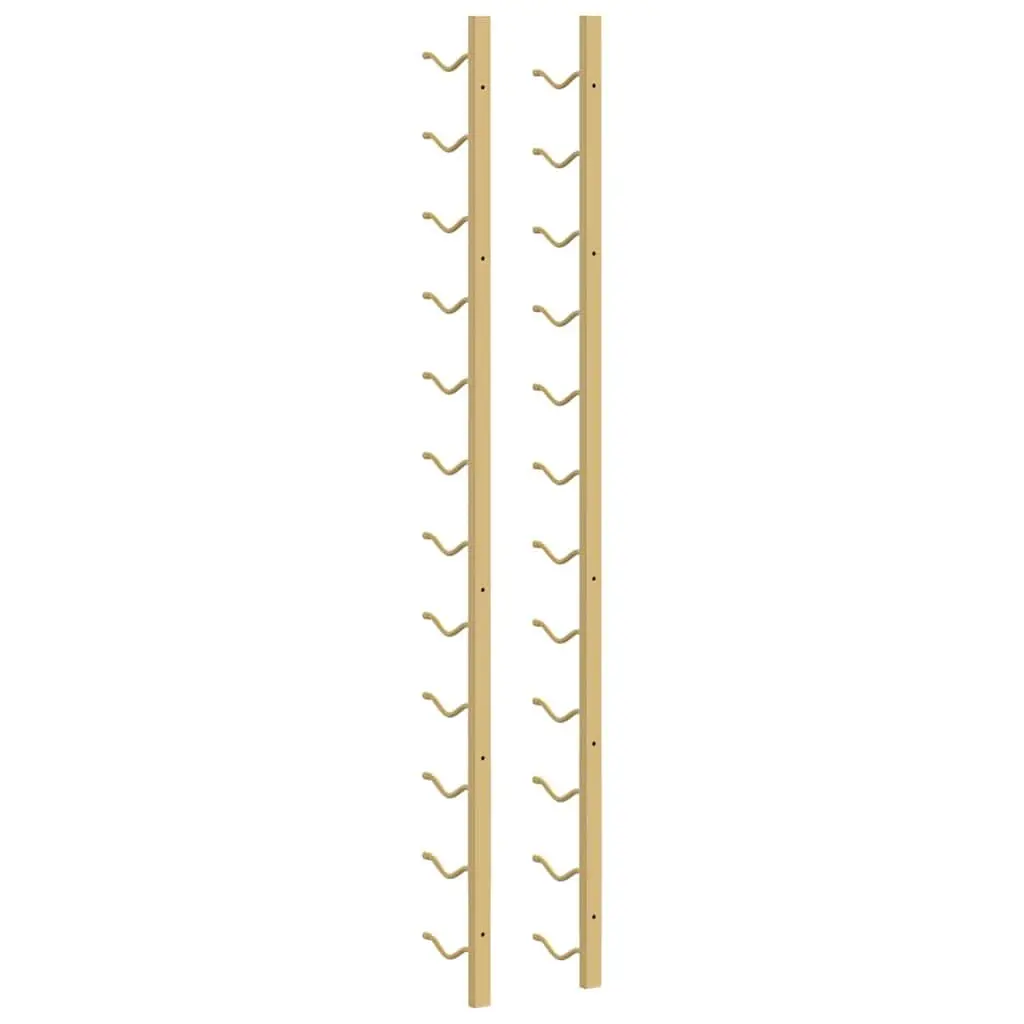 Wall Mounted Wine Rack Iron Set of 2 12 Bottle Storage Gold Modern