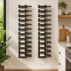 Practical Wall Mounted Wine Rack for 36 Bottles - 2 Pack