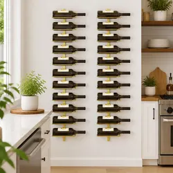 Wall-mounted Wine Rack for 10 Bottles in Gold