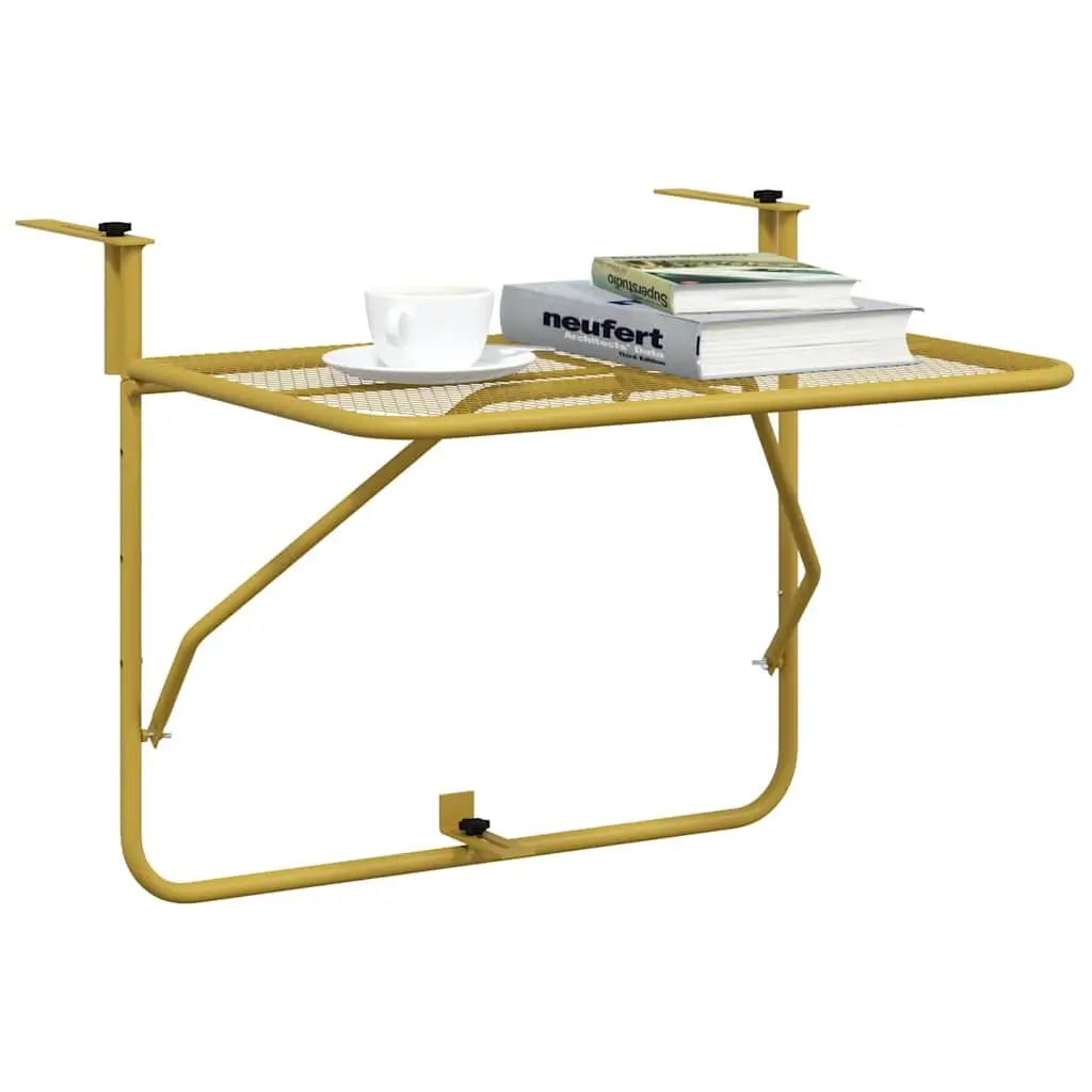 Foldable Balcony Table Steel 60x40cm Gold