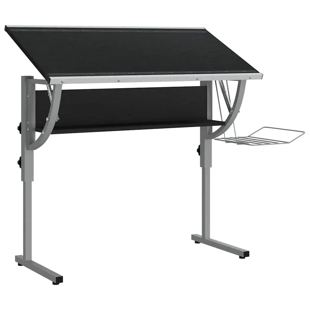 Craft Desk Adjustable Angle Engineered Wood Steel 110 x 53 x 58-87 cm Black Grey