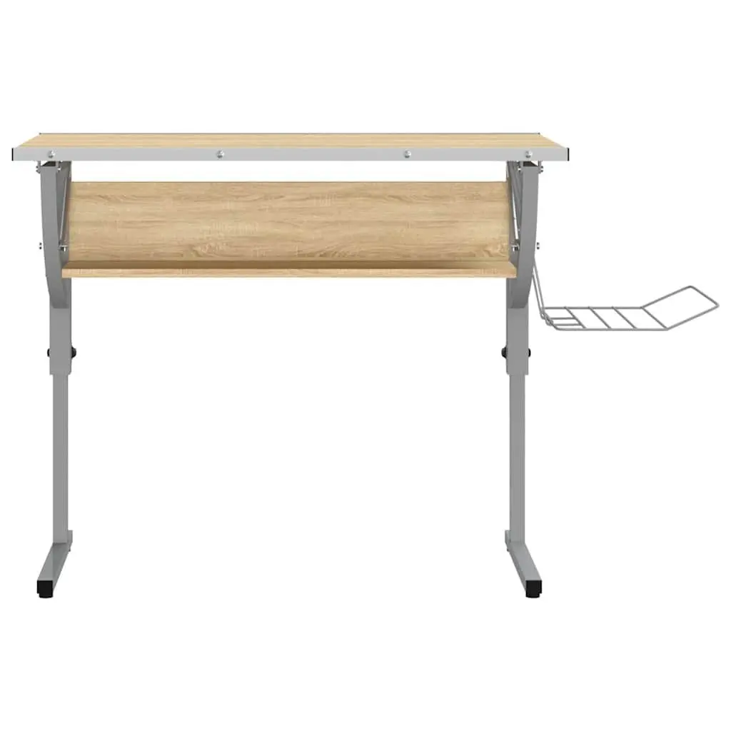 Craft Desk Adjustable Drawing Table with Shelf Magazine Rack Home Office Study