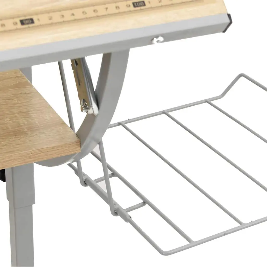 Craft Desk Adjustable Drawing Table with Shelf Magazine Rack Home Office Study