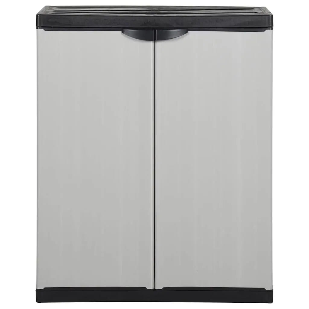 Garden Storage Cabinet Grey PVC 68W x 40D x 85H cm with 1 Shelf Outdoor Patio Deck Lockable Organiser
