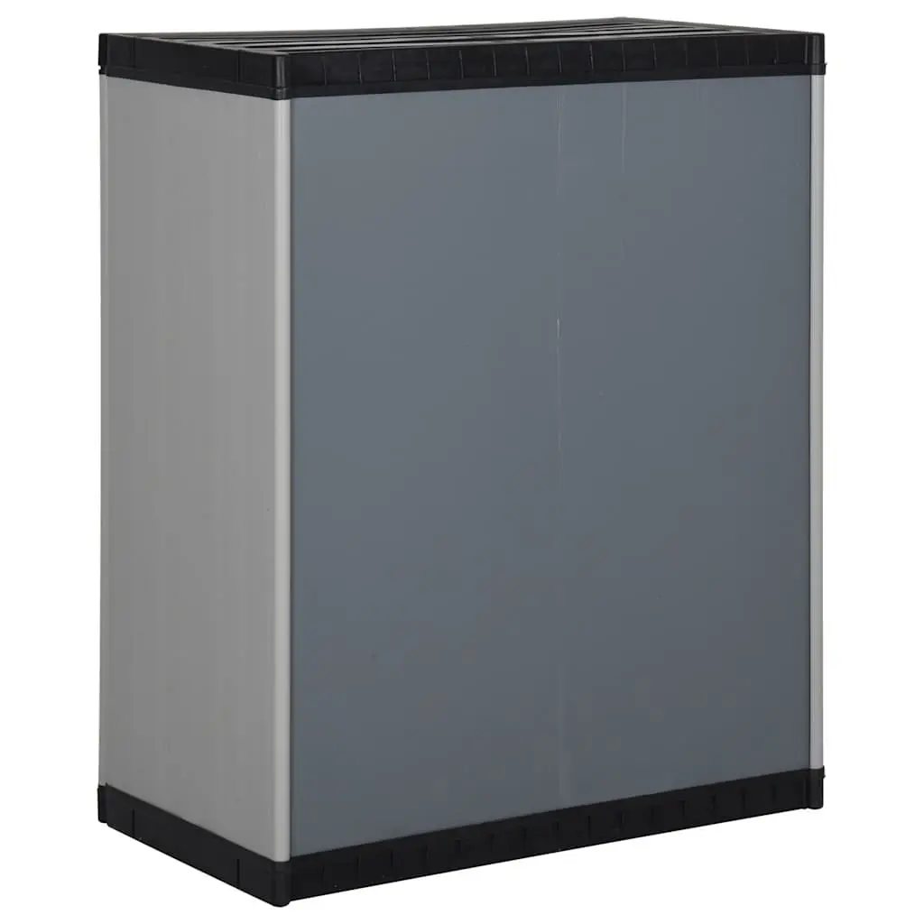 Garden Storage Cabinet Grey PVC 68W x 40D x 85H cm with 1 Shelf Outdoor Patio Deck Lockable Organiser