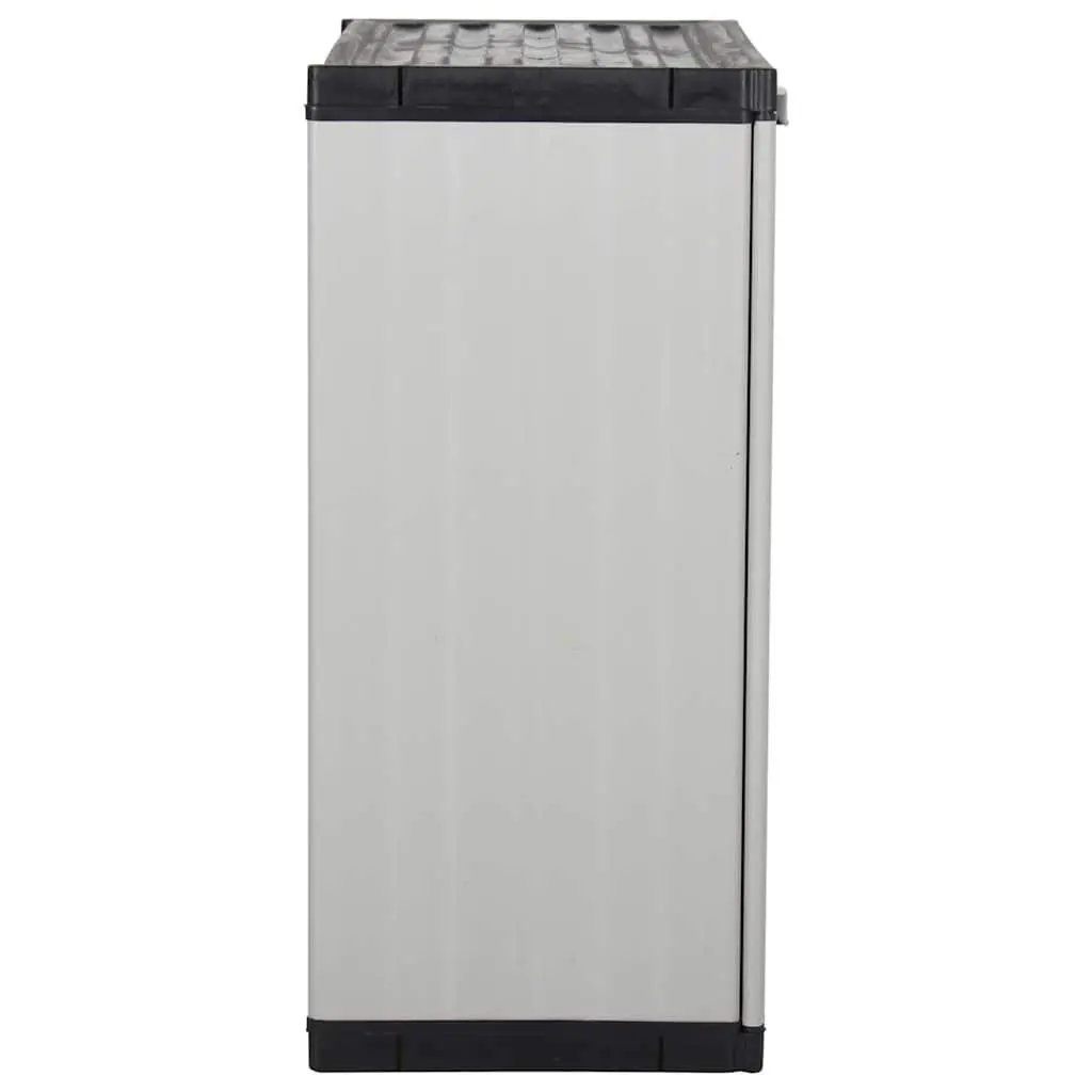 Garden Storage Cabinet Grey PVC 68W x 40D x 85H cm with 1 Shelf Outdoor Patio Deck Lockable Organiser