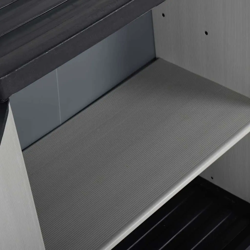 Garden Storage Cabinet Grey PVC 68W x 40D x 85H cm with 1 Shelf Outdoor Patio Deck Lockable Organiser