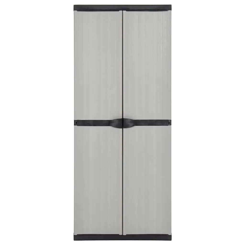 Garden Storage Cabinet PVC 3 Shelf Outdoor Grey Black