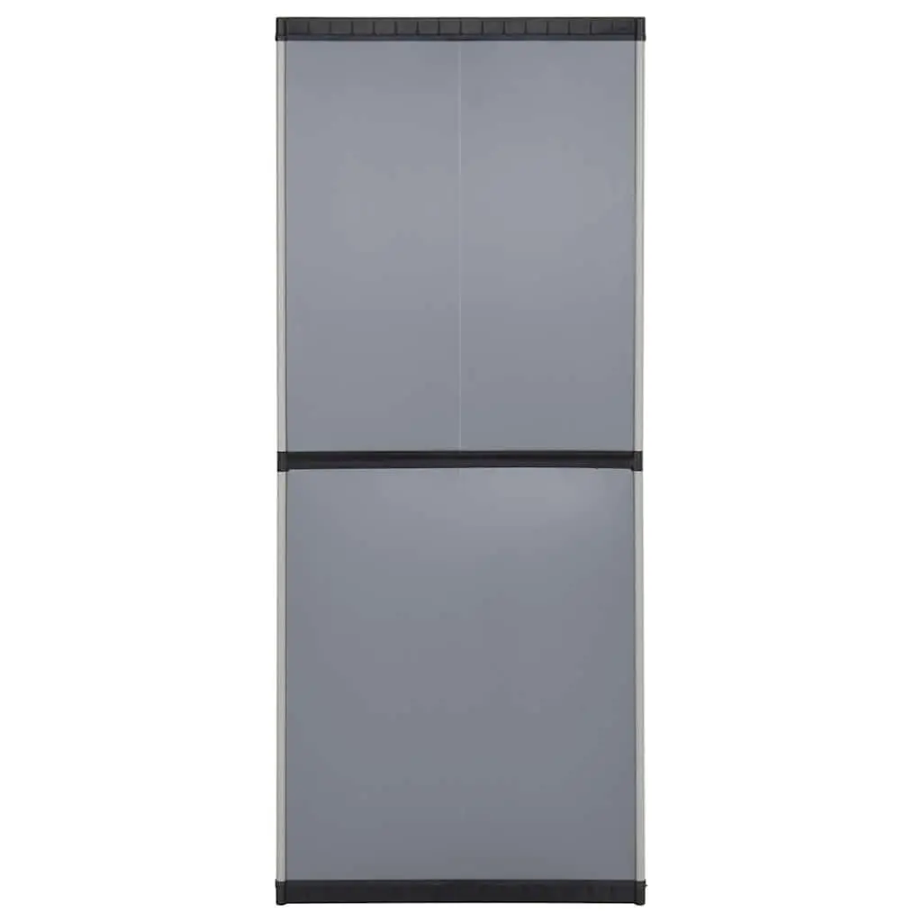 Garden Storage Cabinet PVC 3 Shelf Outdoor Grey Black