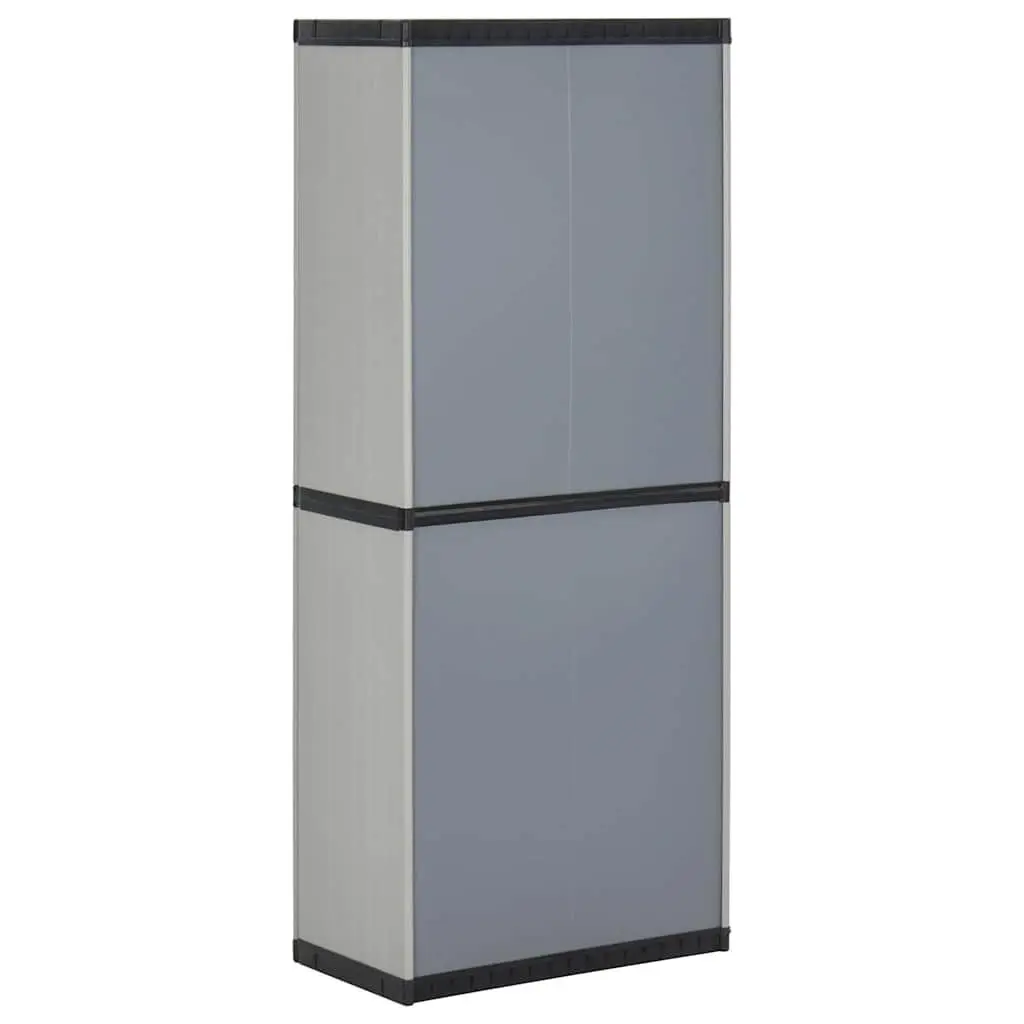 Garden Storage Cabinet PVC 3 Shelf Outdoor Grey Black