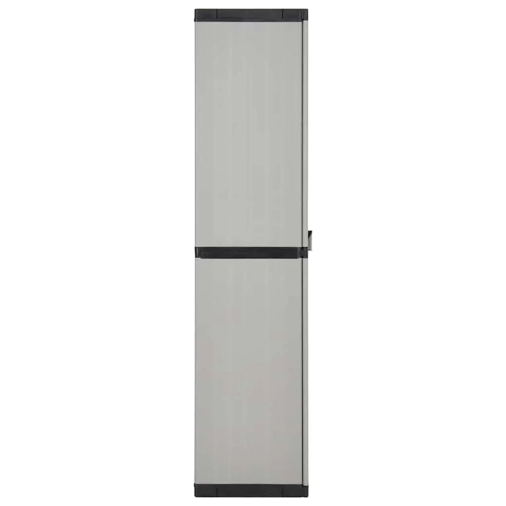 Garden Storage Cabinet PVC 3 Shelf Outdoor Grey Black