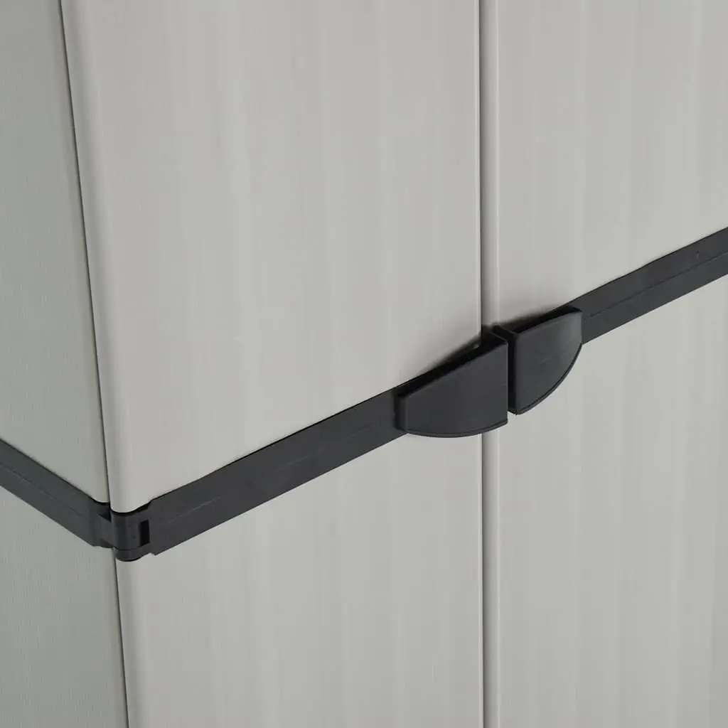 Garden Storage Cabinet PVC 3 Shelf Outdoor Grey Black