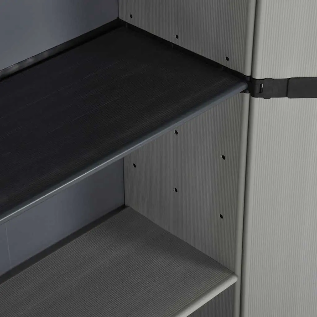 Garden Storage Cabinet PVC 3 Shelf Outdoor Grey Black