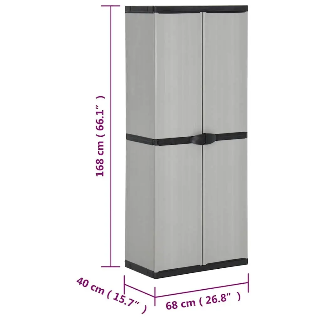 Garden Storage Cabinet PVC 3 Shelf Outdoor Grey Black