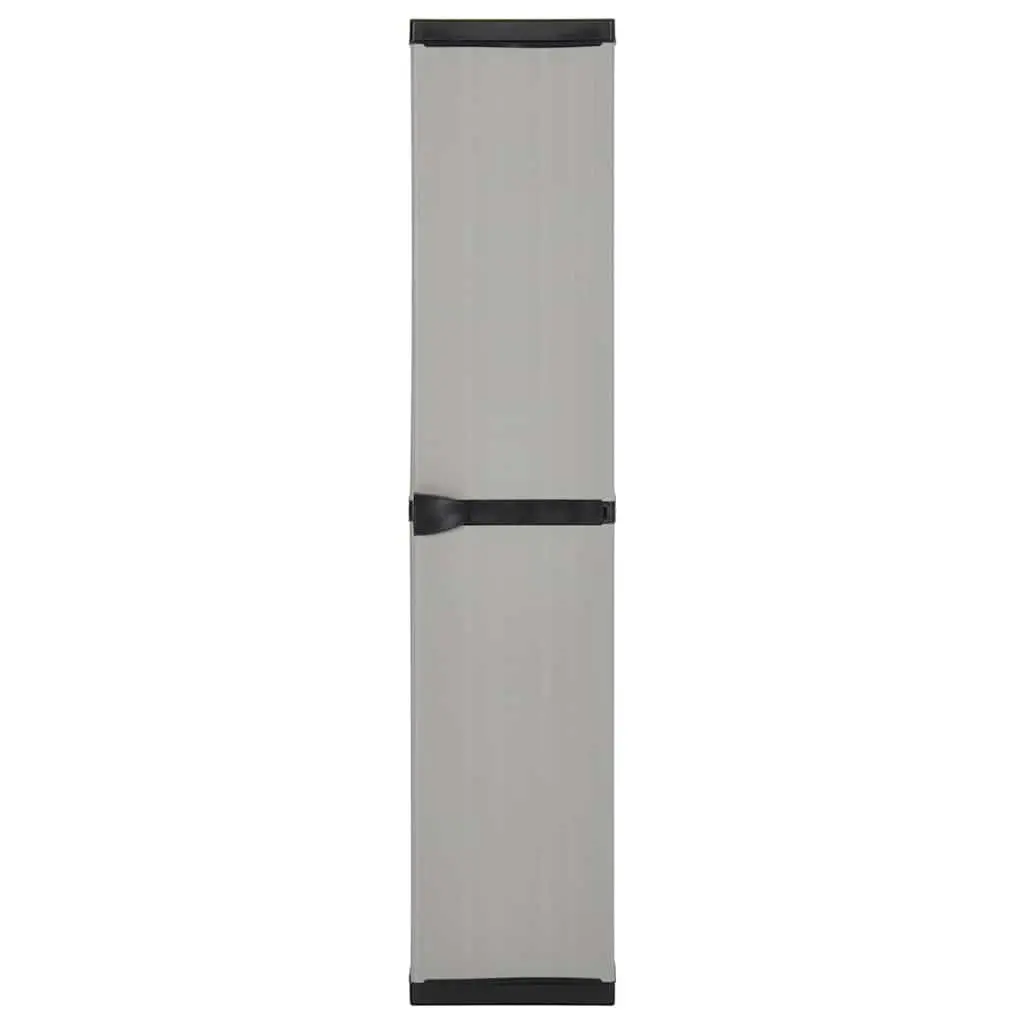 Garden Storage Cabinet PVC Polypropylene 34W x 40D x 168H cm Grey Black 3 Shelves Outdoor Patio Balcony Organiser
