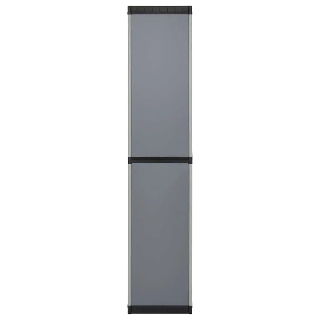 Garden Storage Cabinet PVC Polypropylene 34W x 40D x 168H cm Grey Black 3 Shelves Outdoor Patio Balcony Organiser