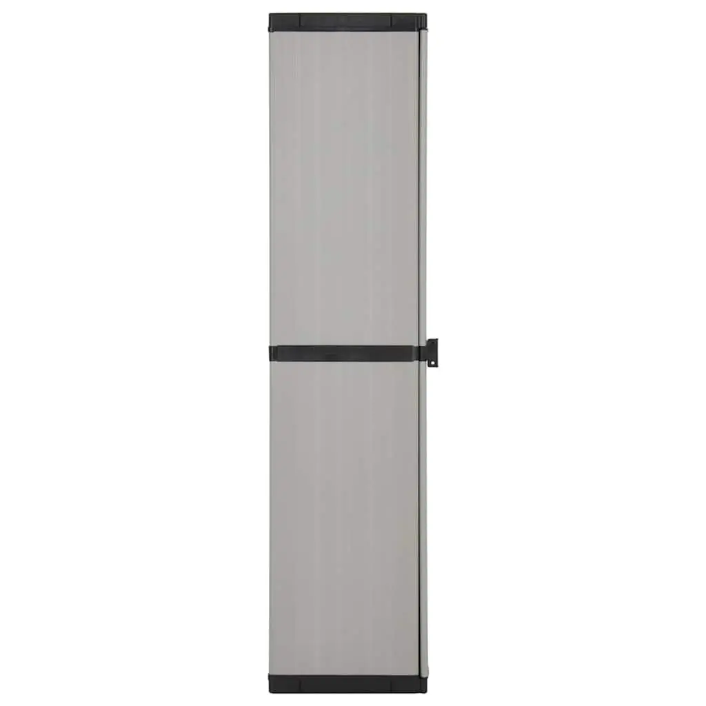 Garden Storage Cabinet PVC Polypropylene 34W x 40D x 168H cm Grey Black 3 Shelves Outdoor Patio Balcony Organiser