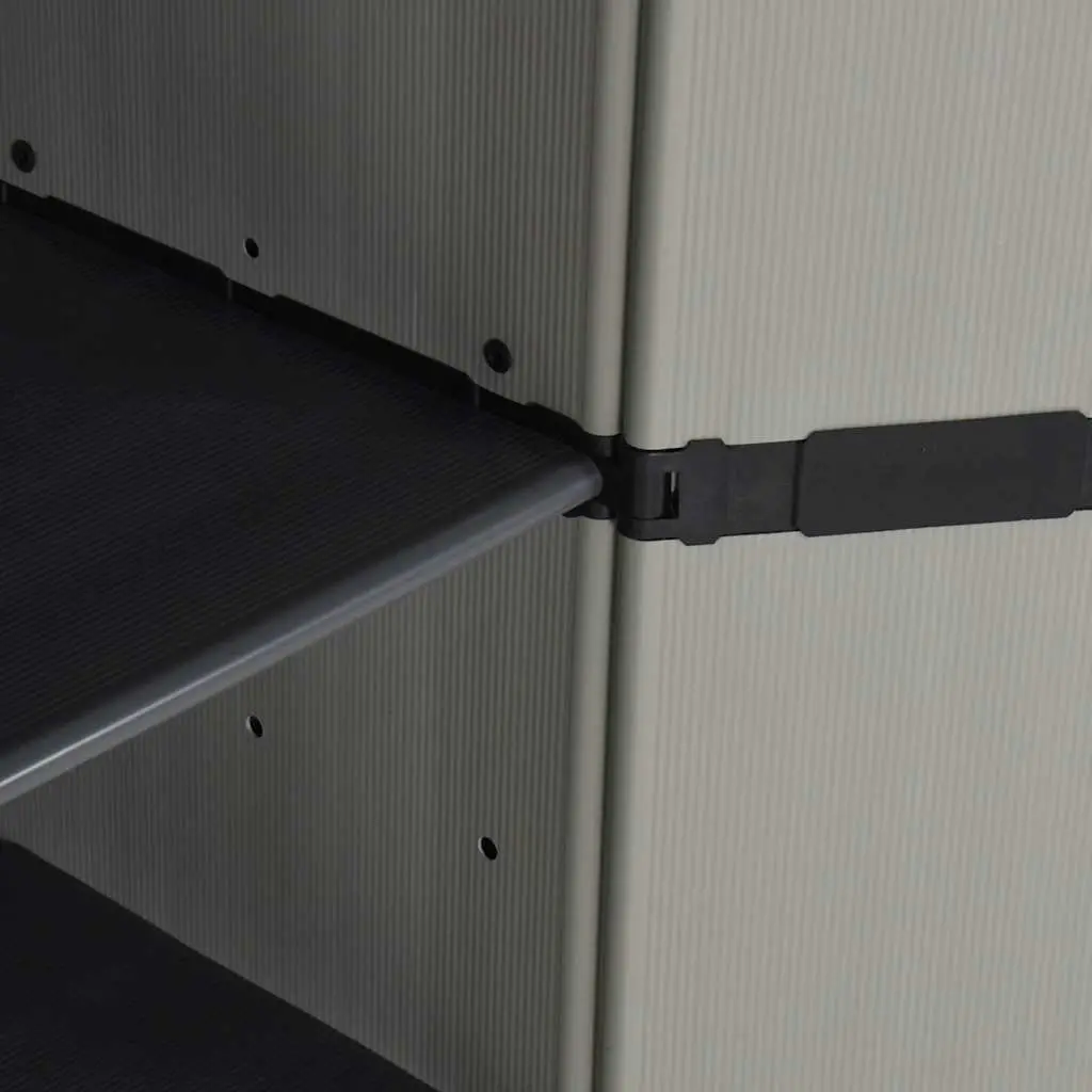 Garden Storage Cabinet PVC Polypropylene 34W x 40D x 168H cm Grey Black 3 Shelves Outdoor Patio Balcony Organiser