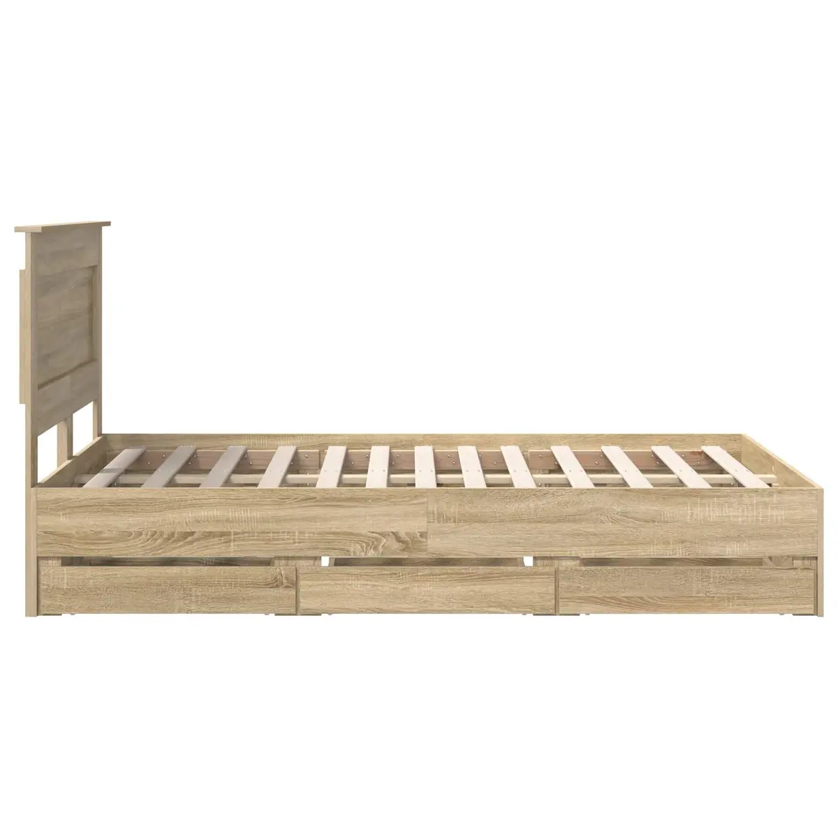 Bed Frame Engineered Wood 135 x 190 cm Sonoma Oak Modern with Storage Drawer