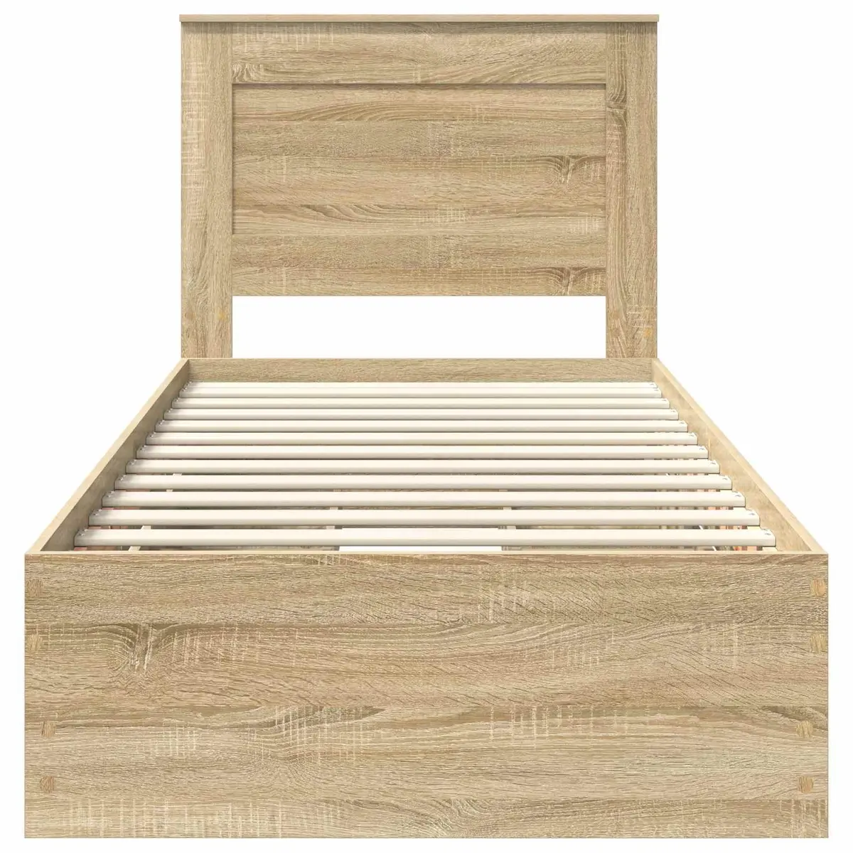 Bed Frame Engineered Wood 90 x 190 cm Modern Brown with Storage Drawer