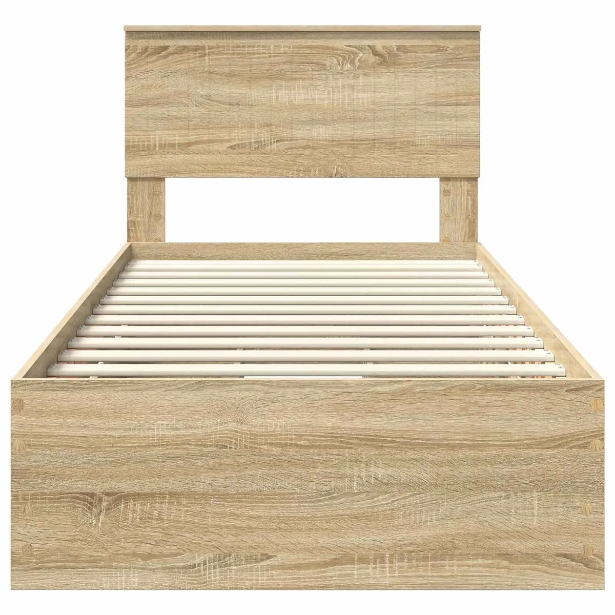 Bed Frame with Storage Drawer Brown 90 x 190 cm Engineered Wood Slatted Base