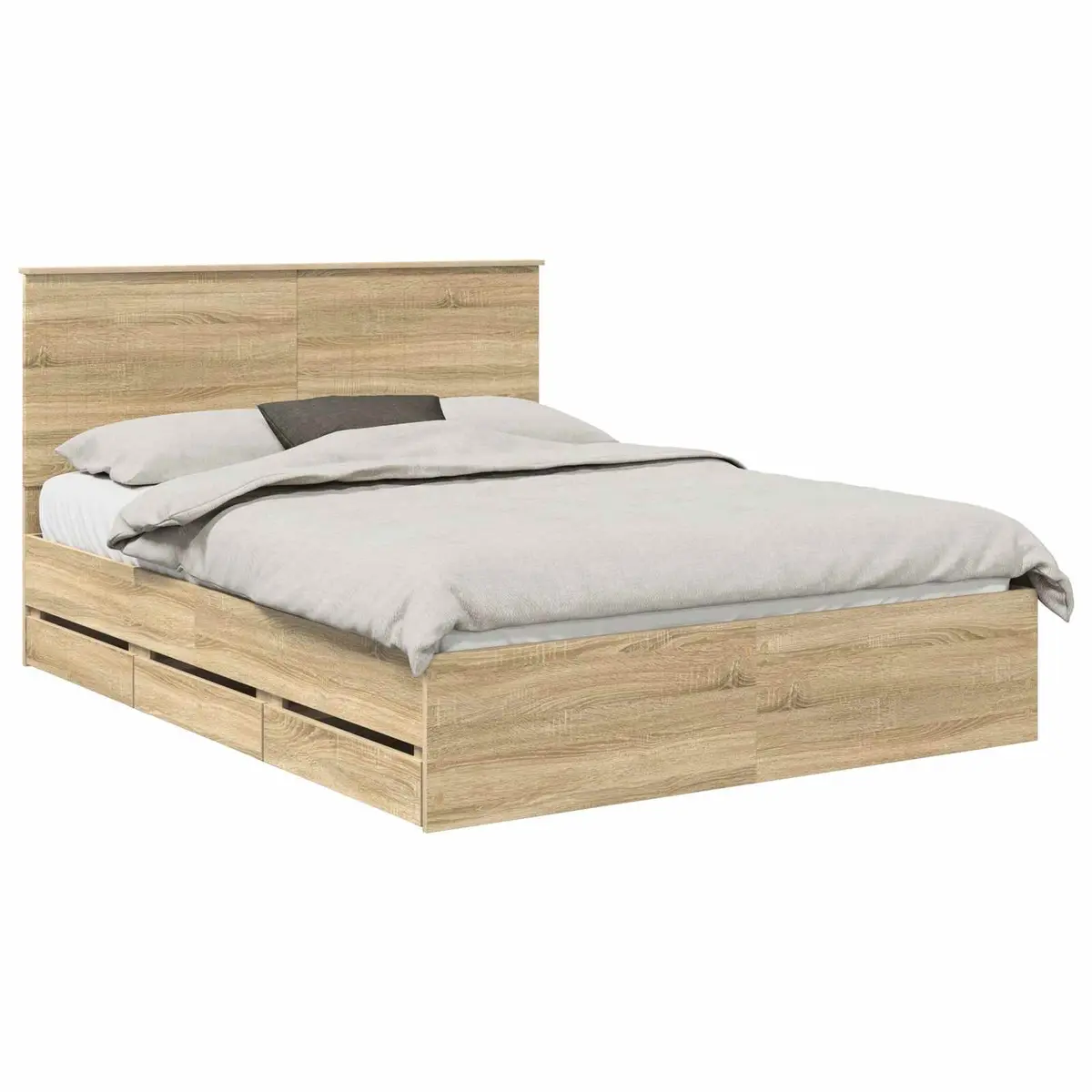 Drawer Storage Bed Frame Engineered Wood 150x200cm Sonoma Oak
