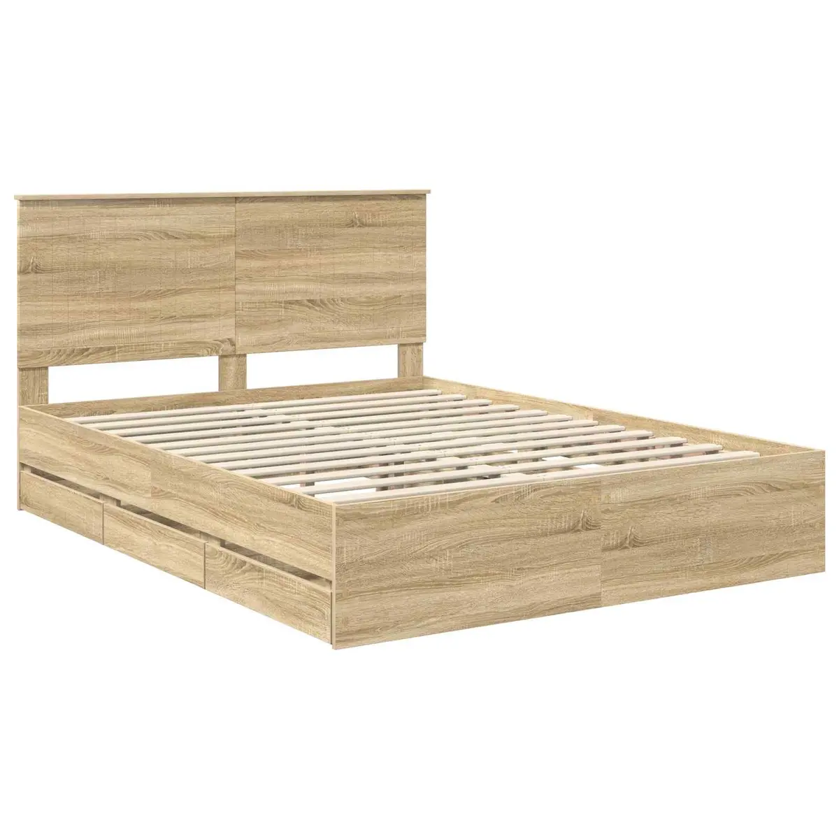 Drawer Storage Bed Frame Engineered Wood 150x200cm Sonoma Oak