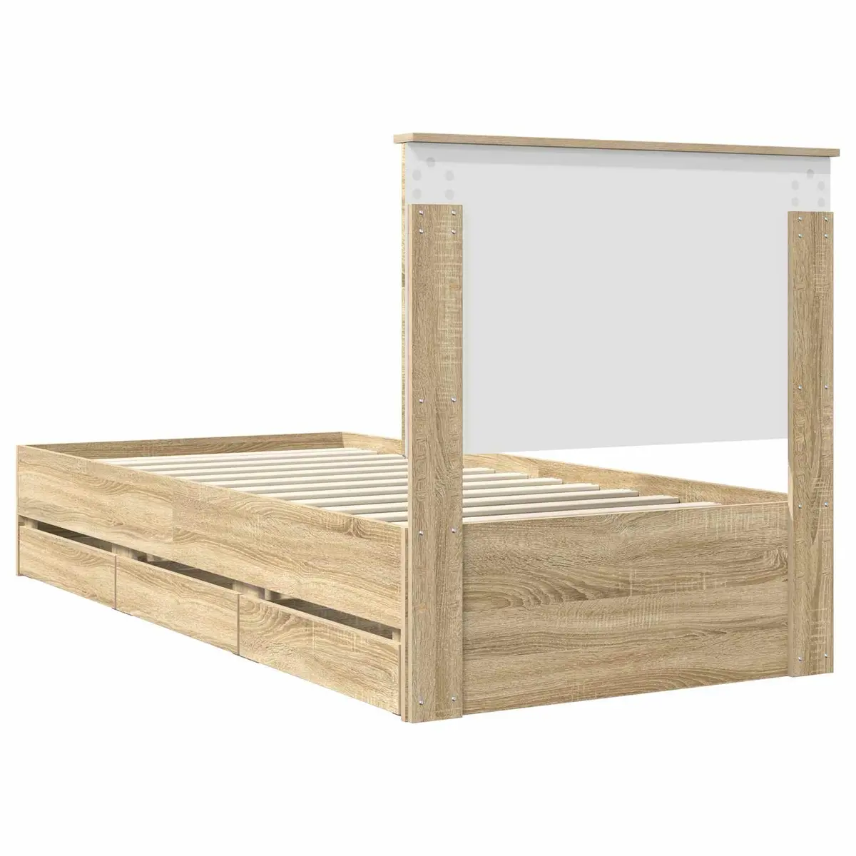 Bed Frame with Drawer Storage Sonoma Oak 90 x 190 cm Engineered Wood Modern