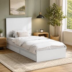 Practical Storage Bed with Drawers and Headboard