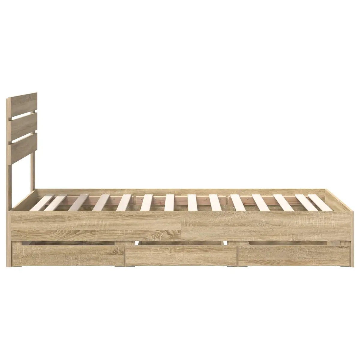Bed Frame with Drawer Brown Engineered Wood 90 x 190 cm Slatted Modern Bedroom