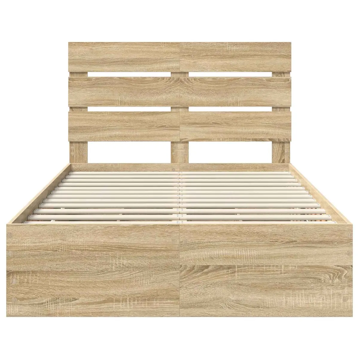 Bed Frame with Drawer Brown Engineered Wood 135 x 190 cm Modern Bedroom