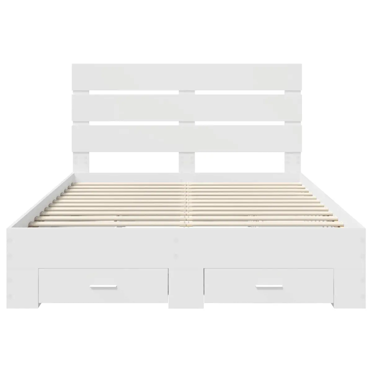 Bed Frame Engineered Wood 150x200cm White Modern with Storage Drawers