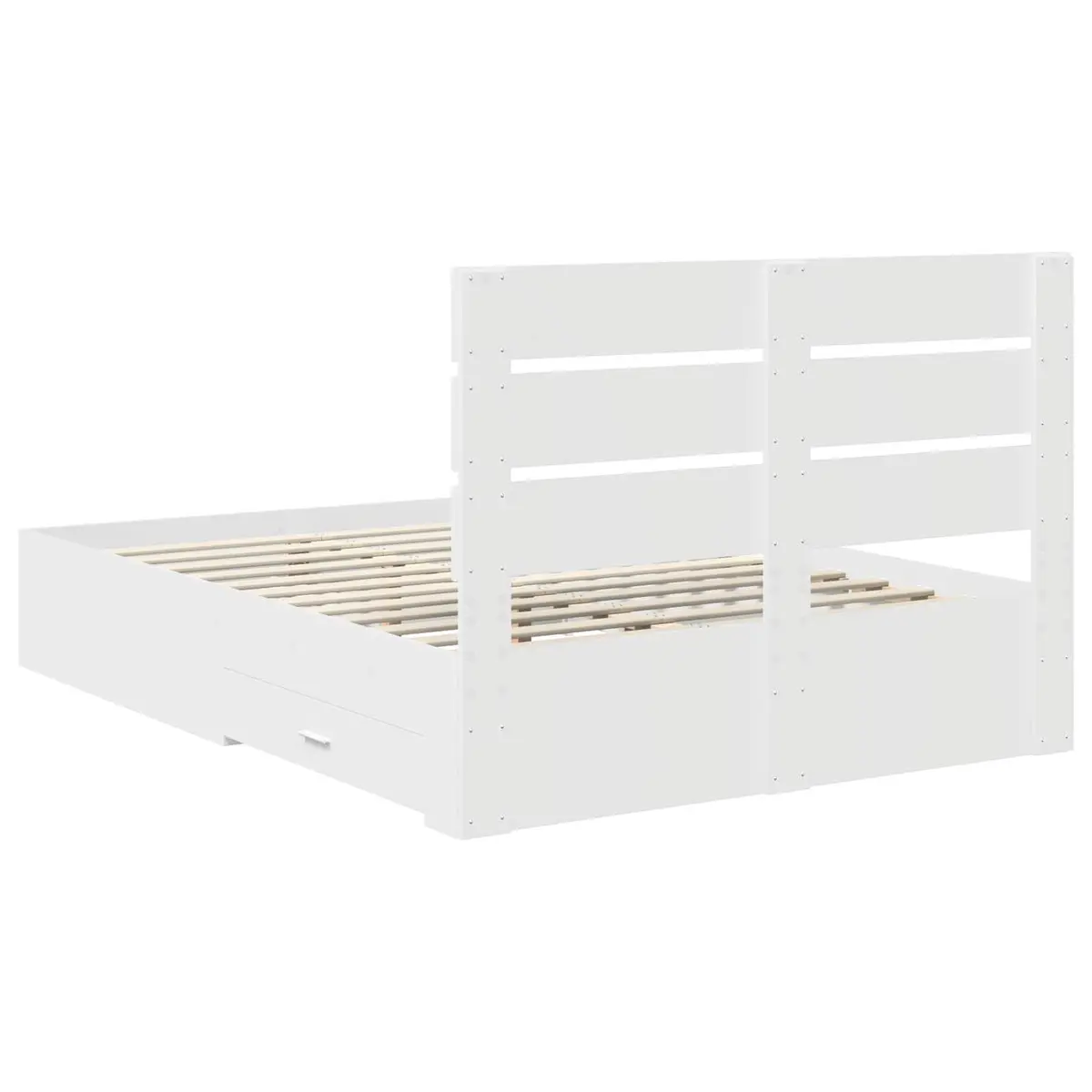 Bed Frame Engineered Wood 150x200cm White Modern with Storage Drawers